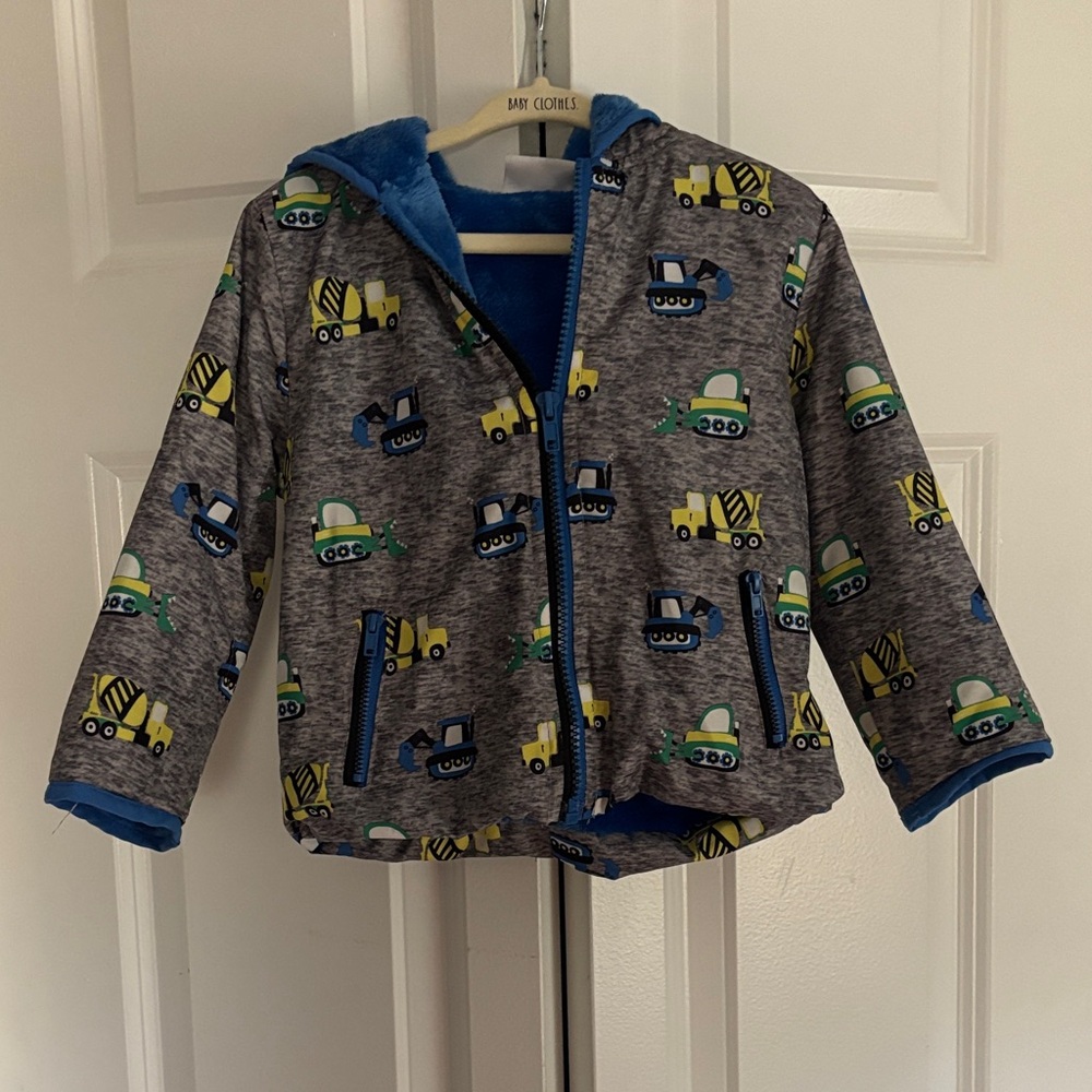 Kids Construction Print Gray Jacket
